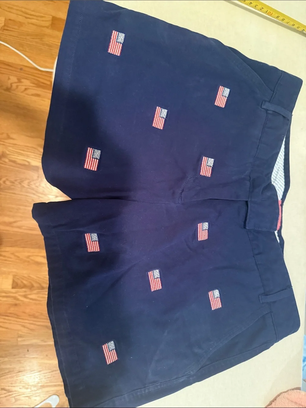 Castaway Navy Women’s Shorts with Embroidered Flags - Picture 3 of 5
